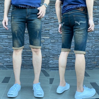 JEANSEXPRESS Shorts Mens กางเกงยีนส์ขาสั้นสามส่วนชาย สีบลูฟอกสนิม ผ้ายืด สวมใส่สบาย มีไซส์ใหญ่ Size 28-42