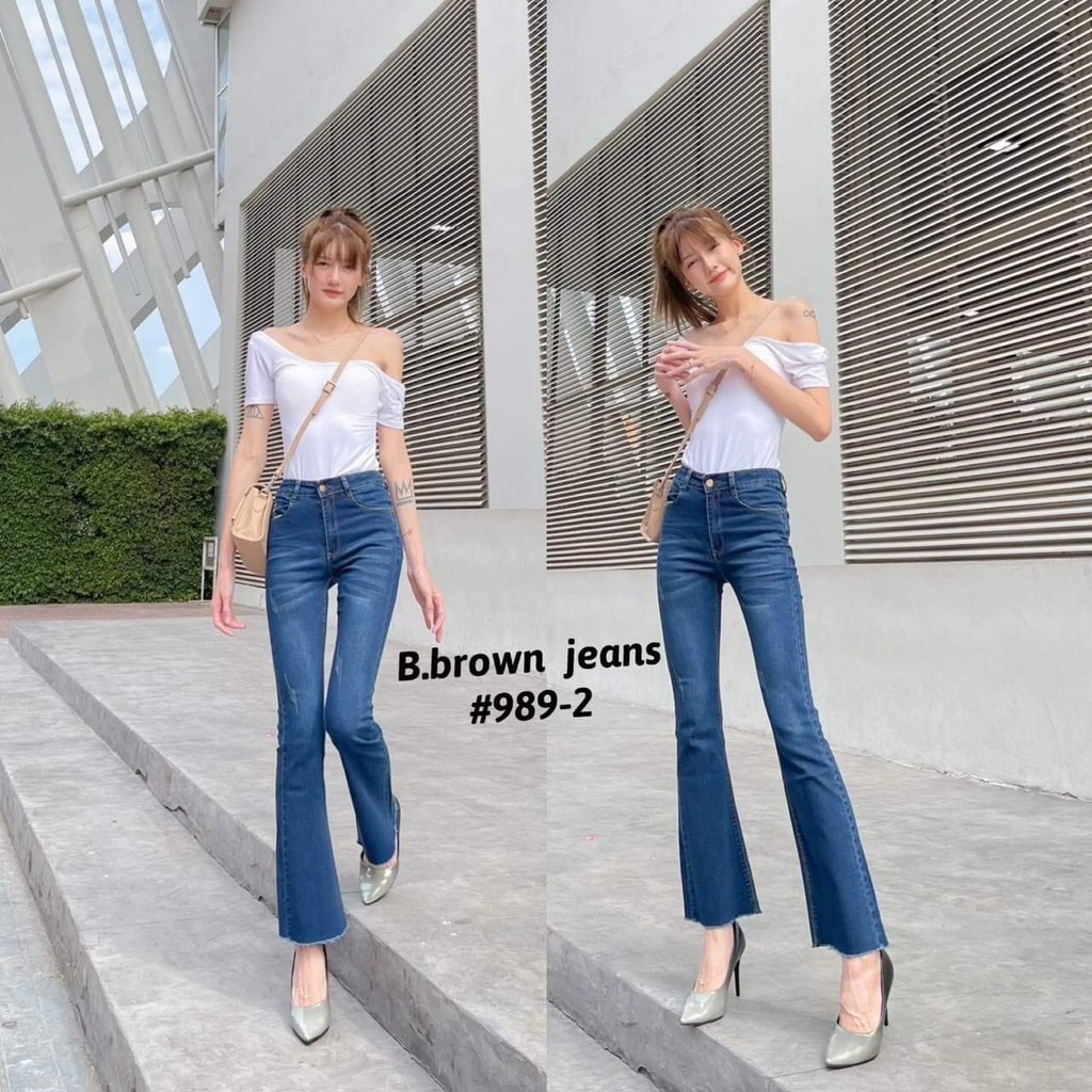???????? pony jeans-กางเกงยีนส์ขาม้าเอวกลางผ้าเฟดพ่นสีสวย #3