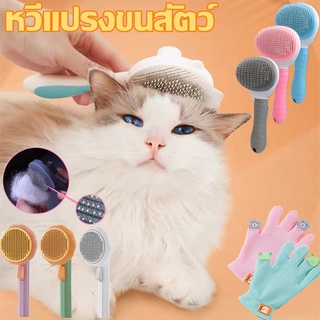 😻พร้อมส่ง😻หวีกำจัดขน หวีแปรงขนสัตว์ หวีแปรงขนเเมว มีปุ่มกดเพื่อดันขนออก ทำความสะอาดง่าย