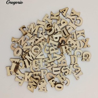 Gregorio 100Pcs ตัวอักษรไม้อักษรผสมตัวเลขปุ่มสมุดเย็บผ้าเย็บผ้า DIY