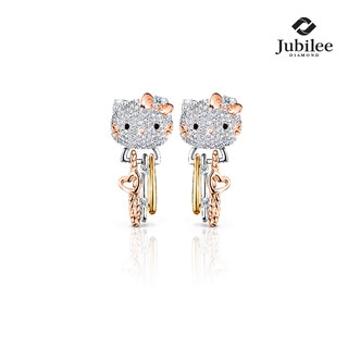 Jubilee Diamond - TWO-WAY TRIPLETS SPARKS MULTIHOOPS STUD EARRINGS: HELLO KITTY [Sanrio ลิขสิทธิ์แท้]