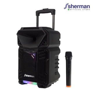 Sherman APS109 PLUS ลำโพงล้อลาก พร้อมไมค์ไร้สาย ขนาด 6.5 นิ้ว กำลังขับ 60 W