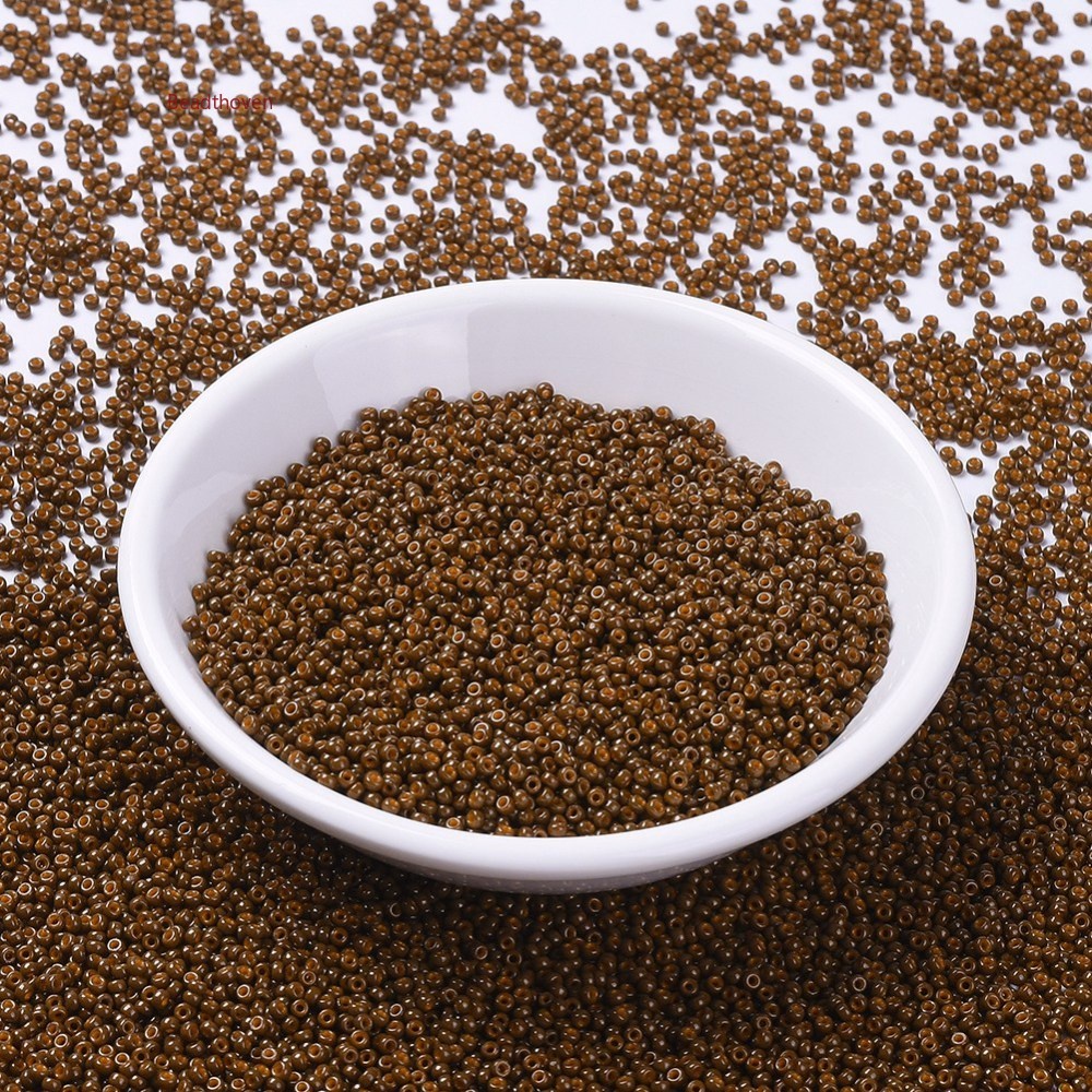 Beadthoven 1111pcs/10g MIYUKI&reg Round Rocailles Beads Japanese Seed Beads 11/0 (RR4492) Duracoat Dyed Opaque Cognac 11/0 2x1.3mm Hole: 0.8mm