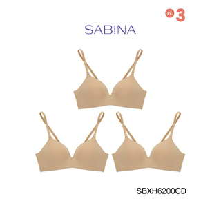 Sabina เสื้อชั้นใน Invisible Wire (ไม่มีโครง) (Set 3 ชิ้น) Seamless Fit รุ่น Soft Doomm  รหัส SBXH6200CD สีเนื้อเข้ม