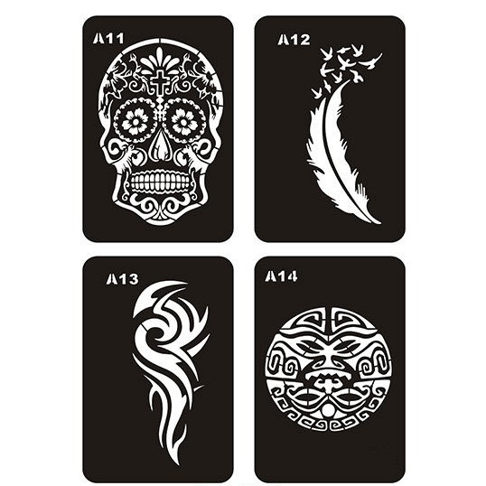 Henna Tattoo Stencils อาคารพระพุทธรูป Glitter Tattoo Stencil สําหรับหญิงสาว DIY วาดแม่แบบ BIG