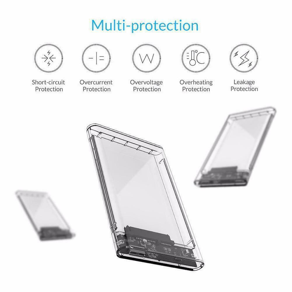2.5-Inch SATA 3.0 To USB 3.0 Hard Drive Disk Box HDD External Enclosure SATAHDD And SSD -Trans กล่อง แบบใสพร้อมสายusb3.0