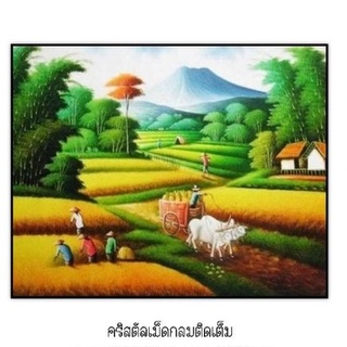 ครอสติชคริสตัลเม็ดกลมติดเต็ม ขนาด40×50cm ทุ่งนา