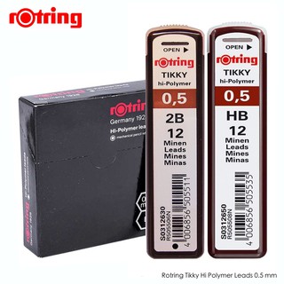 Rotring ไส้ดินสอกด ร็อตติ้ง Tikky Hi-Polymer 0.5mm (กล่องละ 10 หลอด)