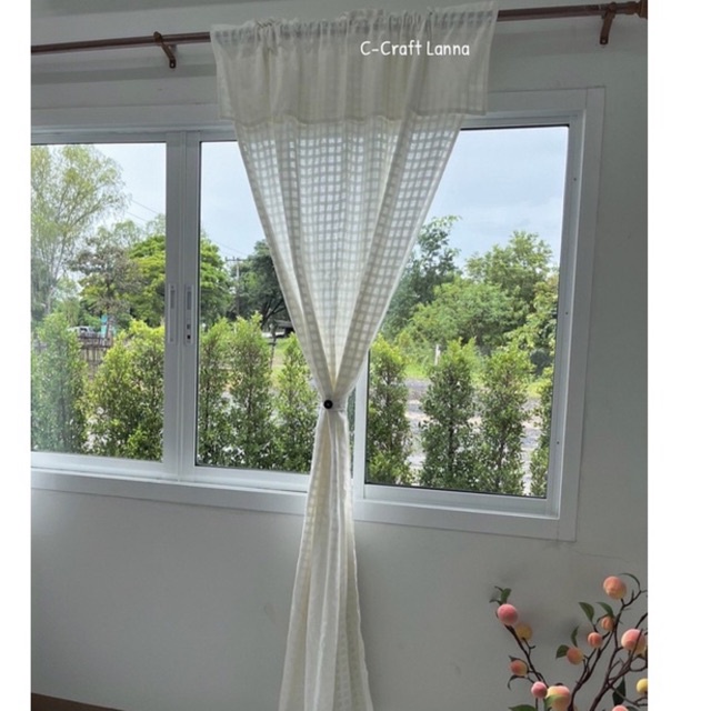 แนะนำ ผ้าม่าน ผ้าม่านประตูผ้าฝ้าย มินิมอล สี ขนาด110x200cm มีเชิงคอ ผ้าตารางลายดั้งเดิมสีขาว ผ้าม่านวินเทจ ราคาพิเศษ มีเก็บเงินปลายทาง