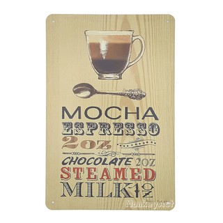 ป้ายสังกะสีวินเทจ Recipe For Mocha, ขนาด 20x30 ซม