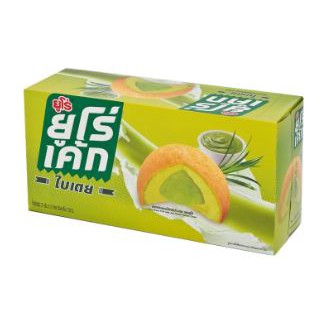 ส่งฟรี  EURO ยูโร่ พัฟเค้ก สอดไส้ครีมใบเตย ขนาด 17กรัม ยกแพ็ค 12ชิ้น PUFF CAKE SWEET PANDAN CREAM     ฟรีปลายทาง