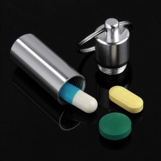 TOPFIRE พวงกุญแจ Medicine Pill Bottle Box Aluminum Storage  กล่องใส่ยา