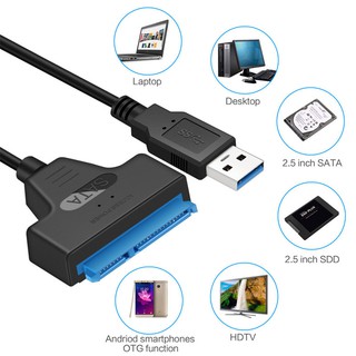 สาย Sata to USB Adapter Up to 6 Gbps สำหรับ HDD SSD ขนาด 2.5 Inches  22Pin Sata III Cord ( USB 3.0 to SATA III Cable )