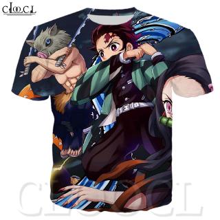 CLOOCL Fashion Anime Demon Slayer: Kimetsu No Yaiba Men Short-sleeved T-Shirt 3D Print Casual T-Shirt