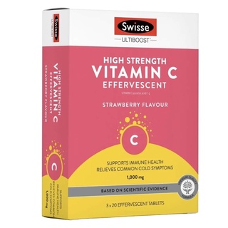 Swisse Ultiboost High Strength Vitamin C 1000mg Effervescent 60cap อาหารเสริมและวิตามินซีสูตรเข้มข้น เพิ่มภูมิต้านทาน