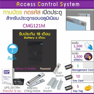 CMG121M เครื่องอ่านบัตรควบคุมการเข้าถึงระบบควบคุมการเข้ากันน้ำ ความถี่ 13.56Mhz พร้อมชุดกลอน สำหรับประตูขอบอลูมิเนียม