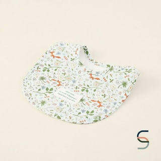 SARABARN Flower and Fox Bib | ผ้ากันเปื้อนเด็ก ผ้าซับน้ำลาย ผ้ากันเปื้อนลายดอกไม้ สุนัขจิ้งจอก