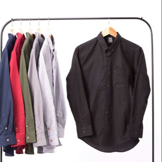 เสื้อเชิ้ต สีดำ ผ้า oxford แท้