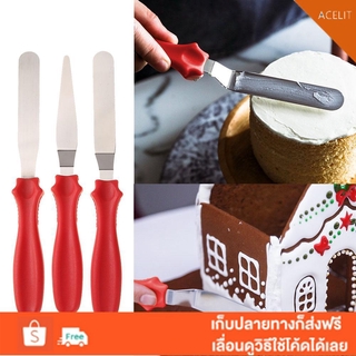 ACT❤3pcs/Set Stainless Steel Angled Straight Blade Spatula Cake Cream Scraper