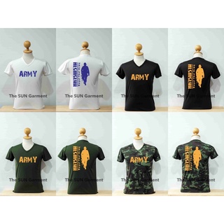 เสื้อรองในทหาร เสื้อคอวีพิมพ์ลาย Army9