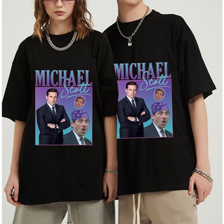 เสื้อยืดผู้ เสื้อยืดแขนสั้น ผ้าฝ้าย พิมพ์ลาย Michael Scott Homage The Office สําหรับผู้ชาย S-5XL