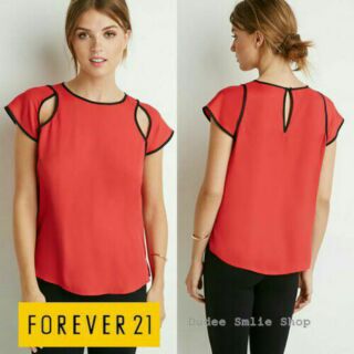 Forever21 Contrast Trim Cutout Blouse.