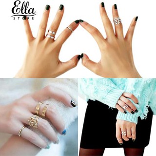 3Pcs Leaf Finger Rings ชุดโกลด์ซิลเวอร์กองสูงกว่าแหวนวง Knuckle