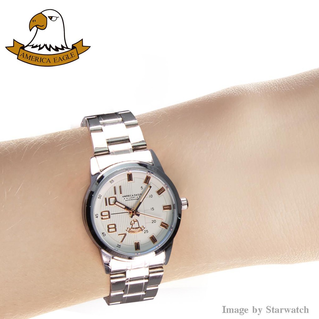 AMERICA EAGLE นาฬิกาข้อมือผู้หญิง สายสแตนเลส รุ่น AE000L - Silver / WhitePG