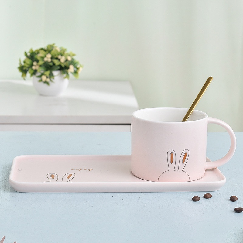 HOME818 ชุดถ้วยกาแฟเซรามิค ชุดแก้วกาแฟเซรามิค พร้อมถาดรอง สไตล์ยุโรป 1เซต ได้ 3ชิ้น มี2สี ให้เลือก