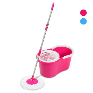 Spin Mop ชุดถังปั่นไม้ม๊อบ และหัวม๊อบ พร้อมผ้าม๊อบไมโครไฟเบอร์ 2 ผืน ถังปั่น 2 in 1 ไม้ม๊อบ ปรับหมุนได้ 180 องศา