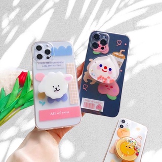 พร้อมส่งในไทย🍑 ได้ทั้งเซต Case เคส เคสมือถือ เคสโทรศัพท์ เคสนิ่ม ไอริงแกะ + holder / ลูกพีช เคสใส griptok