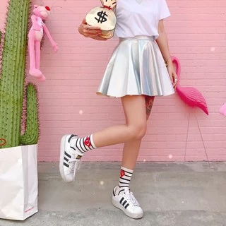 -- สินค้าพร้อมส่ง -- กระโปรงหนังแก้ว โฮโลแกรม วิบๆวับๆ