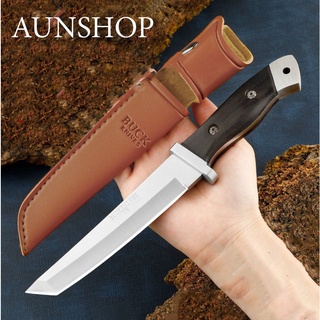 C19 มีดพก BUCK Knives มีดเดินป่า ขนาดใบมีด 5.7 นิ้ว พร้อมซ้องหนังเก็บใบมีด สินค้าพร้อมส่ง