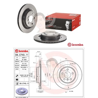 09 C743 11 จานเบรค ล้อ R (ยี่ห้อ BREMBO) รุ่น HC BMW F48 X1 20d ปี2015