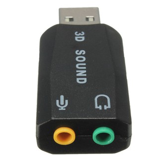 USB 2.0 to 3D Virtual Audio Sound Card Adapter Converter 5.1 Channels (Black)