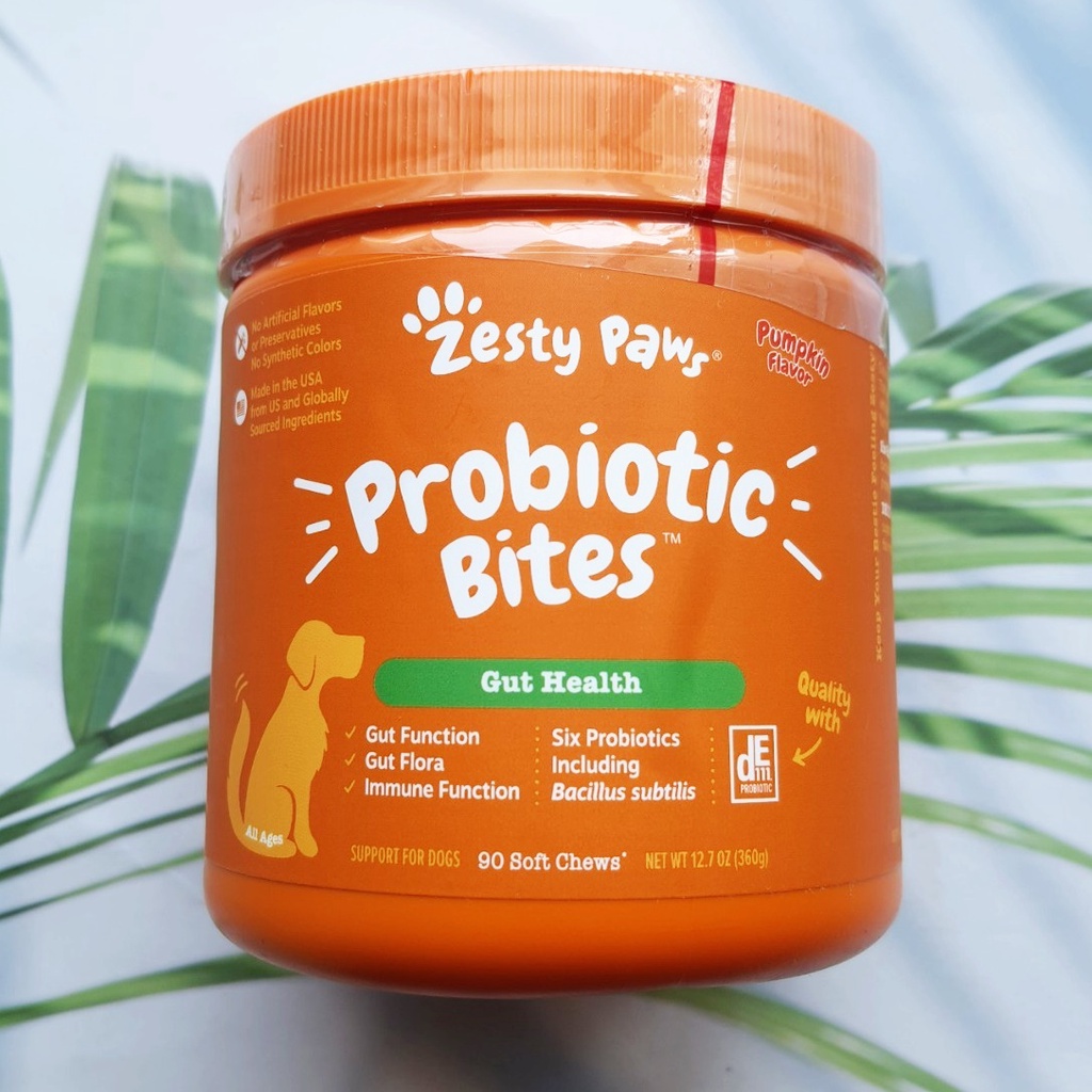 (Zesty Paws®) Probiotic Bites for Dogs All Ages, Pumpkin 90 Soft Chews รสฟักทอง สำหรับสุนัข ทุกขนาด