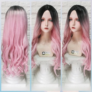 wig pink lon​ lolita​ วิกผมลอนสีชมพู​แสกกลาง(พร้อมส่ง)​