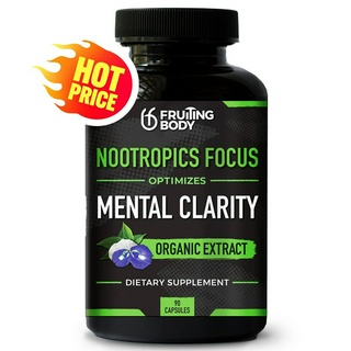 🧠Nootropics Focus Capsules 🍄 100% Lions Mane, Blue Butterfly Powder, Matcha Green Tea &amp; L-Theanine 💊 1 Month Supply (90