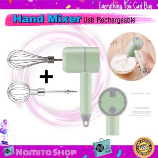 Hand Mixer USB Rechargeable เครื่องตีไข่ ตะกร้อมือ ไฟฟ้า ตะกร้อไฟฟ้า เครื่องตีไข่ ตีแป้ง ผสมอาหารไฟฟ้า ชาร์จระบบ USB