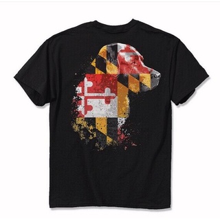 แขนสั้นcrew neckเสื้อยืดแขนสั้น พิมพ์ลายธง Maryland Flag Dog Best Friend สําหรับผู้ชายS-XXXXL