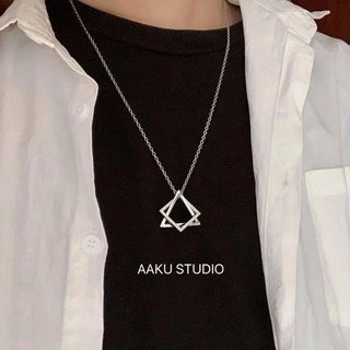 สร้อยคอ สร้อยเงิน จี้เรขาคณิต จี้สามเหลี่ยม สี่เหลี่ยม สร้อยคอโซ่ เครื่องประดับผู้หญิงและผู้ชาย สไตล์เกาหลี สร้อย N39