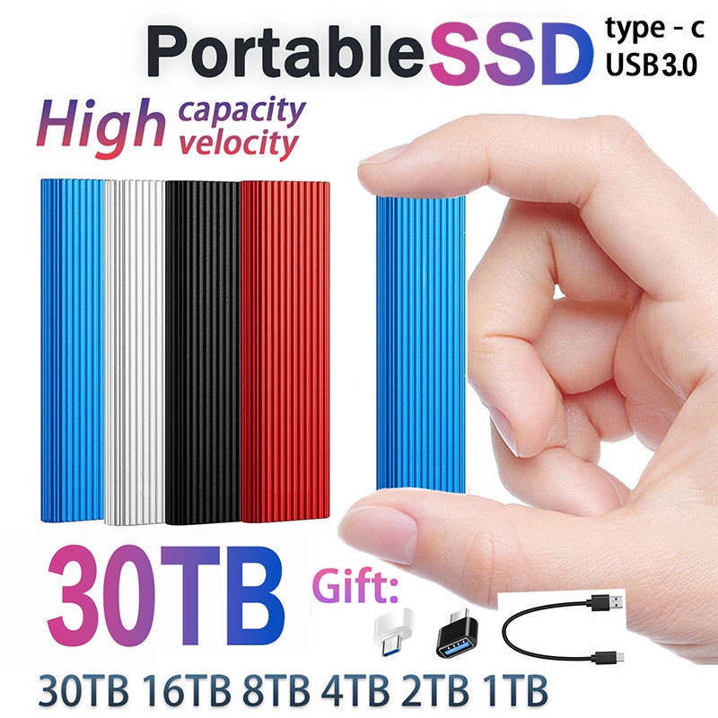 ฮาร์ดดิสก์ภายนอก SSD  8TB/16TB ฮาร์ดดิสก์มือถือ  30TB External HDD  4TB TYPE-C USB 3.0  ความเร็วสูง 