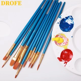 DROFE แปรงไนล่อน Gouache พู่กันสีน้ำอะคริลิค สำหรับเพ้นท์ตามจำนวน (แพ็ค 10 ชิ้น/แพ็ค 6)