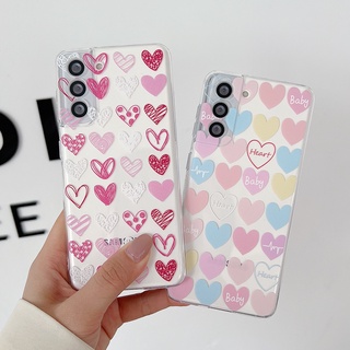 เคสโทรศัพท์มือถือแบบนิ่ม ใส กันกระแทก ลายกราฟฟิตี้หัวใจ สีชมพู สําหรับ Samsung Galaxy A24 S23 FE S22 S21 S23 Plus Ultra Note20 A14 A23 A34 54 4G5G