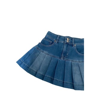 MOTTOM - SKY BLUE SKIRT สกายบลู กระโปรงยีนส์ขาสั้นสีอ่อน