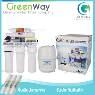 COLANDAS  RO เครื่องกรองน้ำ 5 ขั้นตอน ฟรี ชุดไส้กรอง PP 3 ชิ้น