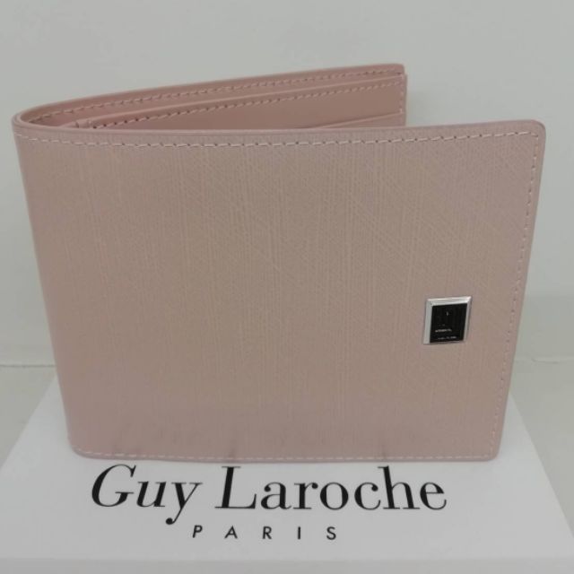 กระเป๋าสตางค์ผู้ชายGuy​Laroche​แบบ2พับ สีชมพูอมครีม