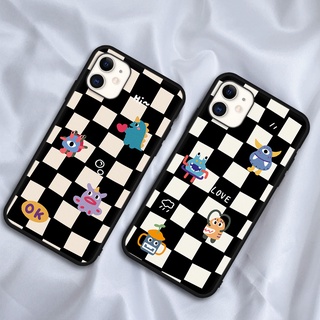 Black and white checkered phone case เคสโทรศัพท์มือถือ TPU ผิวด้าน กันกระแทก สําหรับ OPPO A15 A52 A35 A31 A37 A15S OPPO A3 A5 A3S A72 A92 A32 A33 A8 A16 M025