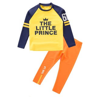 **ล้างสต็อค** ชุดว่ายน้ำเด็ก แขนยาว ขายาว The little Prince กางเกงสีส้ม # 1213