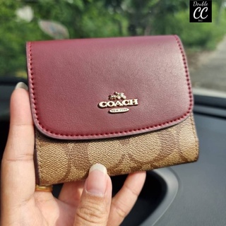 (แท้ 💯%‼ Factory) CO ACH F87589 SMALL WALLET IN SIGNATURE CANVAS